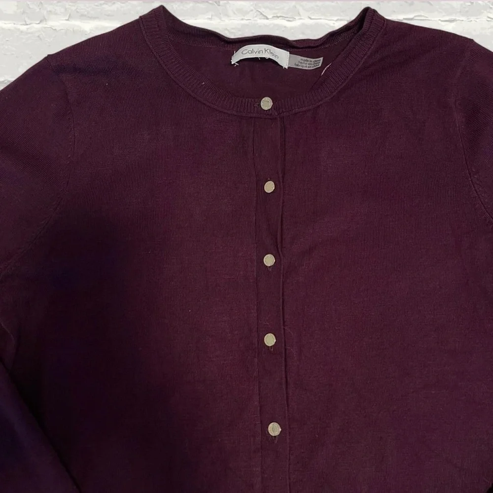 Calvin Klein Plum Knit Cardigan - Picture 2 of 3